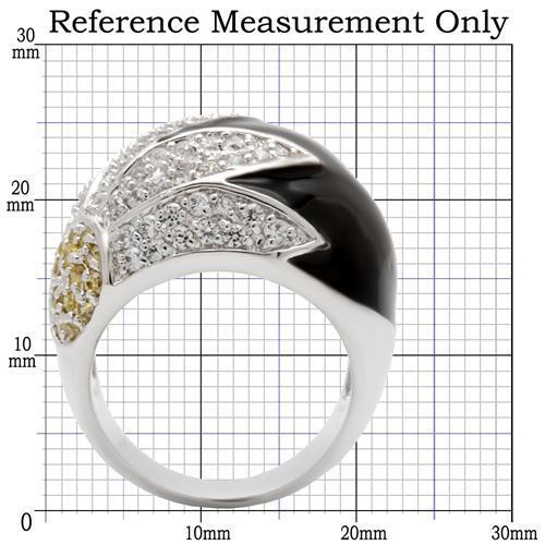 0W056 - Rhodium Brass Ring with AAA Grade CZ  in Topaz