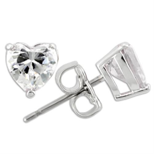 0W166 - Rhodium 925 Sterling Silver Earrings with AAA Grade CZ  in Clear - newlyTrend Premium Jewelry Store
