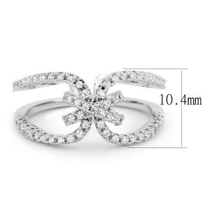 3W1583 - Rhodium Brass Ring with AAA Grade CZ  in Clear
