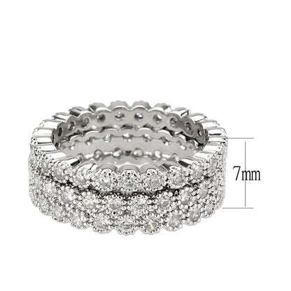 3W1605 - Rhodium Brass Ring with AAA Grade CZ in Clear - newlyTrend Premium Jewelry Store