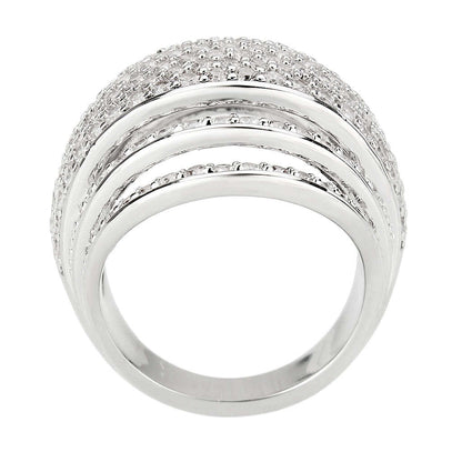 3W1610 - Rhodium Brass Ring with AAA Grade CZ in Clear - newlyTrend Premium Jewelry Store