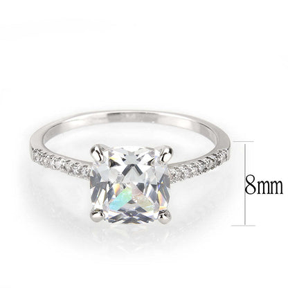 3W1636 - Rhodium Brass Ring with AAA Grade CZ in Clear - newlyTrend Premium Jewelry Store