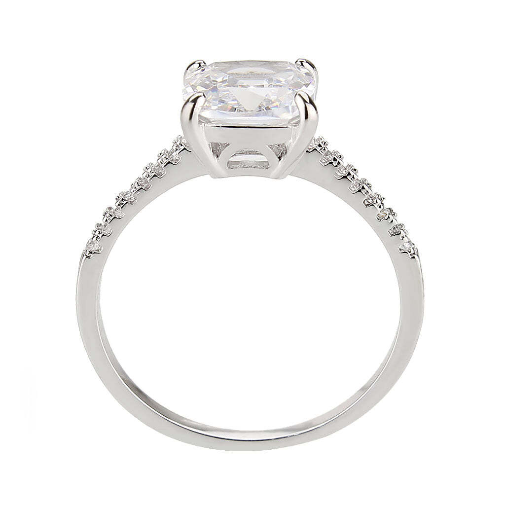 3W1636 - Rhodium Brass Ring with AAA Grade CZ in Clear - newlyTrend Premium Jewelry Store