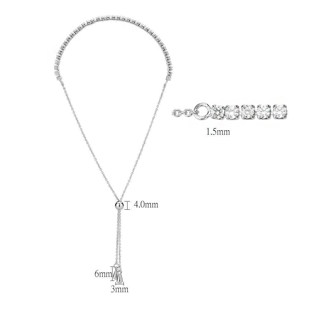 3W1637 - Rhodium Brass Bracelet with AAA Grade CZ in Clear - newlyTrend Premium Jewelry Store