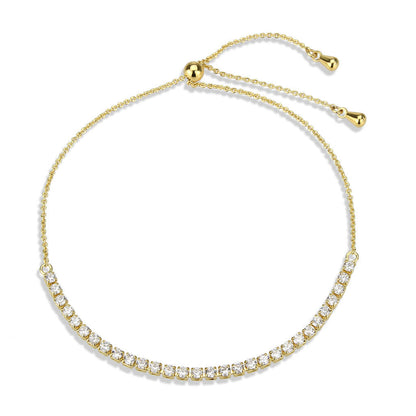 3W1641 - Gold Brass Bracelet with AAA Grade CZ in Clear - newlyTrend Premium Jewelry Store