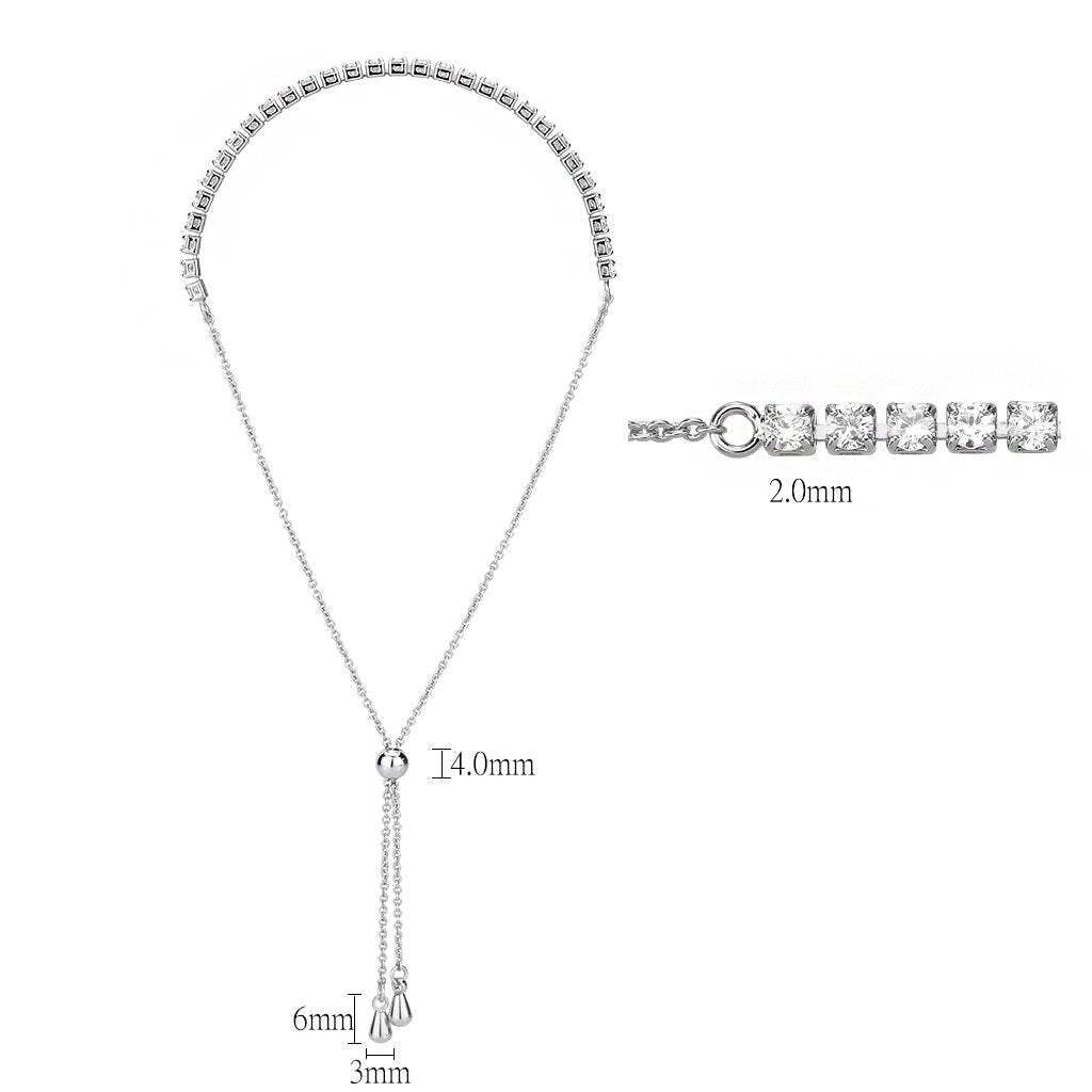 3W1643 - Rhodium Brass Bracelet with AAA Grade CZ in Clear - newlyTrend Premium Jewelry Store