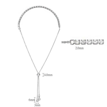 3W1643 - Rhodium Brass Bracelet with AAA Grade CZ in Clear - newlyTrend Premium Jewelry Store