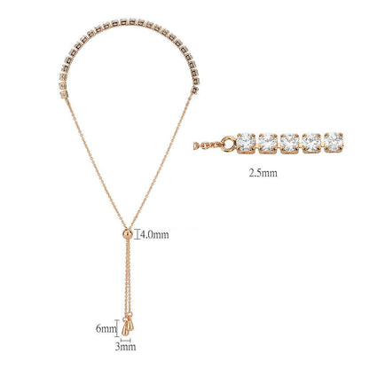 3W1648 - Rose Gold Brass Bracelet with AAA Grade CZ in Clear - newlyTrend Premium Jewelry Store