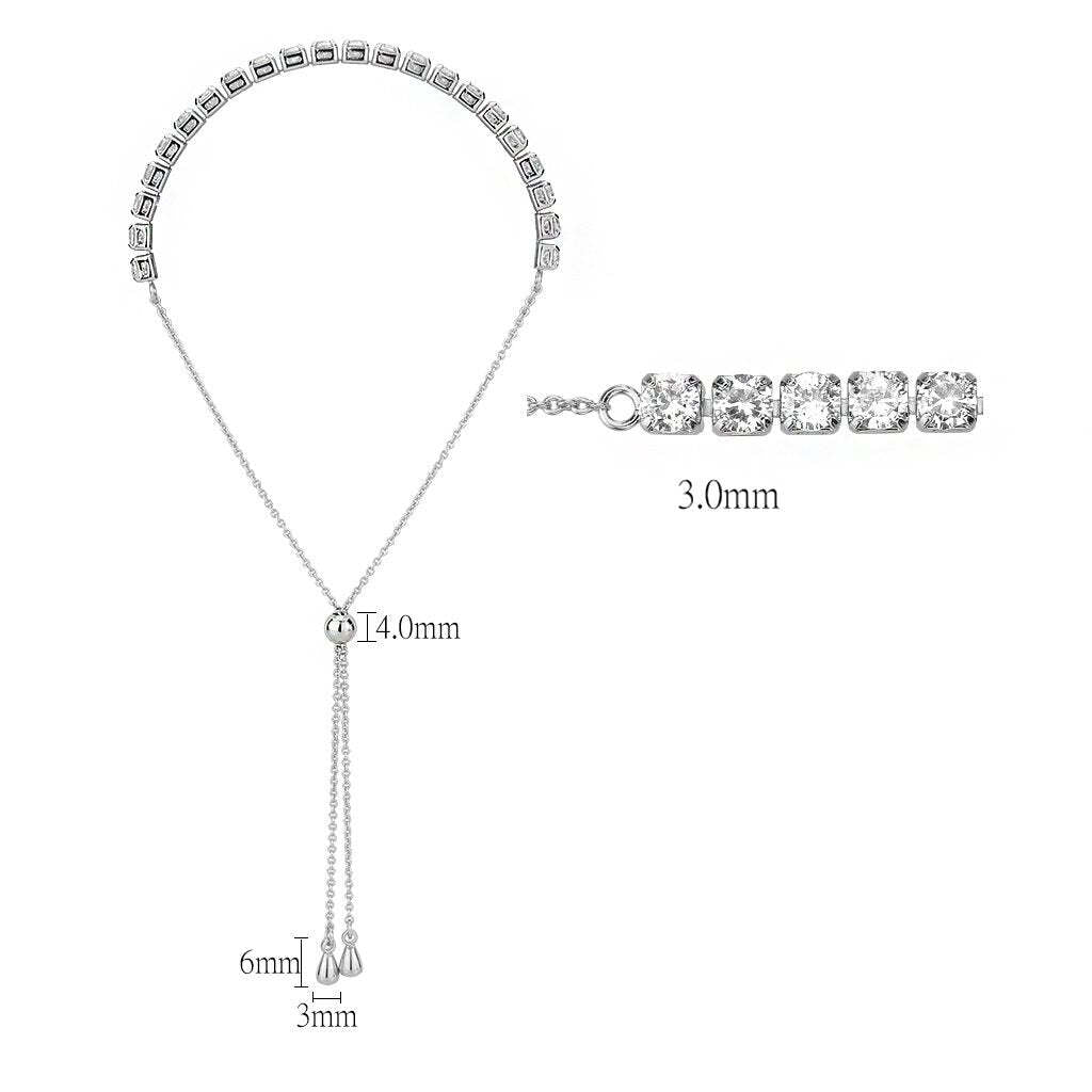 3W1649 - Rhodium Brass Bracelet with AAA Grade CZ in Clear - newlyTrend Premium Jewelry Store