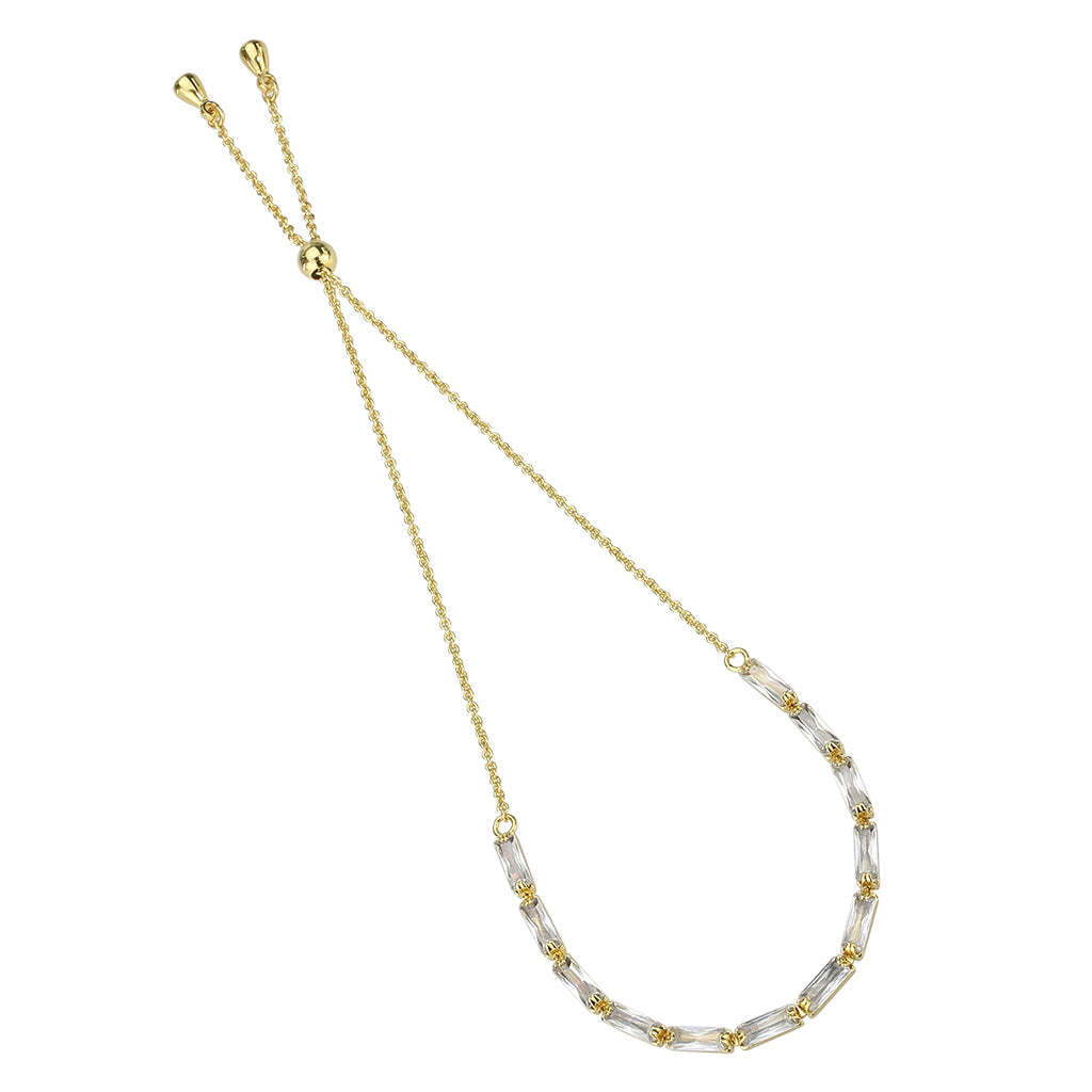 3W1653 - Gold Brass Bracelet with AAA Grade CZ in Clear - newlyTrend Premium Jewelry Store