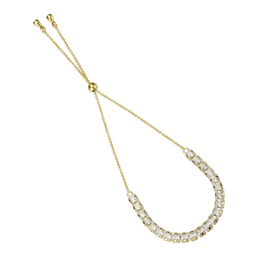 3W1668 - Gold Brass Bracelet with AAA Grade CZ in Clear - newlyTrend Premium Jewelry Store