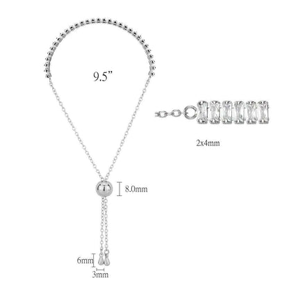 3W1673 - Rhodium Brass Bracelet with AAA Grade CZ in Clear - newlyTrend Premium Jewelry Store