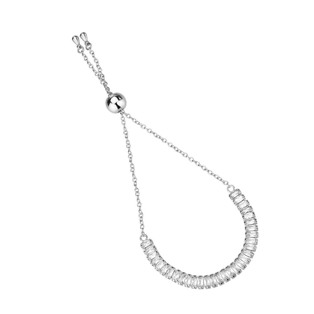 3W1673 - Rhodium Brass Bracelet with AAA Grade CZ in Clear - newlyTrend Premium Jewelry Store