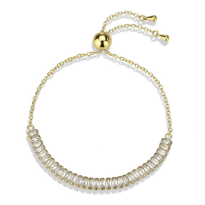 3W1674 - Gold Brass Bracelet with AAA Grade CZ in Clear - newlyTrend Premium Jewelry Store