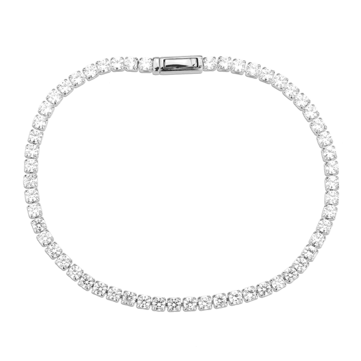 3W1688 - Rhodium Brass Bracelet with AAA Grade CZ in Clear - newlyTrend Premium Jewelry Store