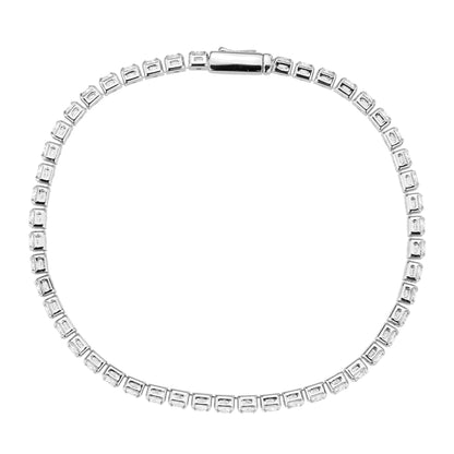 3W1691 - Rhodium Brass Bracelet with AAA Grade CZ in Clear - newlyTrend Premium Jewelry Store
