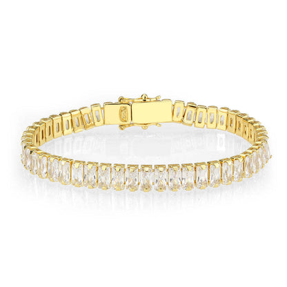 3W1704 - Gold Brass Bracelet with AAA Grade CZ in Clear - newlyTrend Premium Jewelry Store