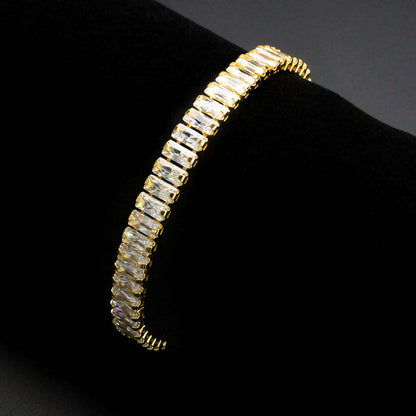 3W1704 - Gold Brass Bracelet with AAA Grade CZ in Clear - newlyTrend Premium Jewelry Store