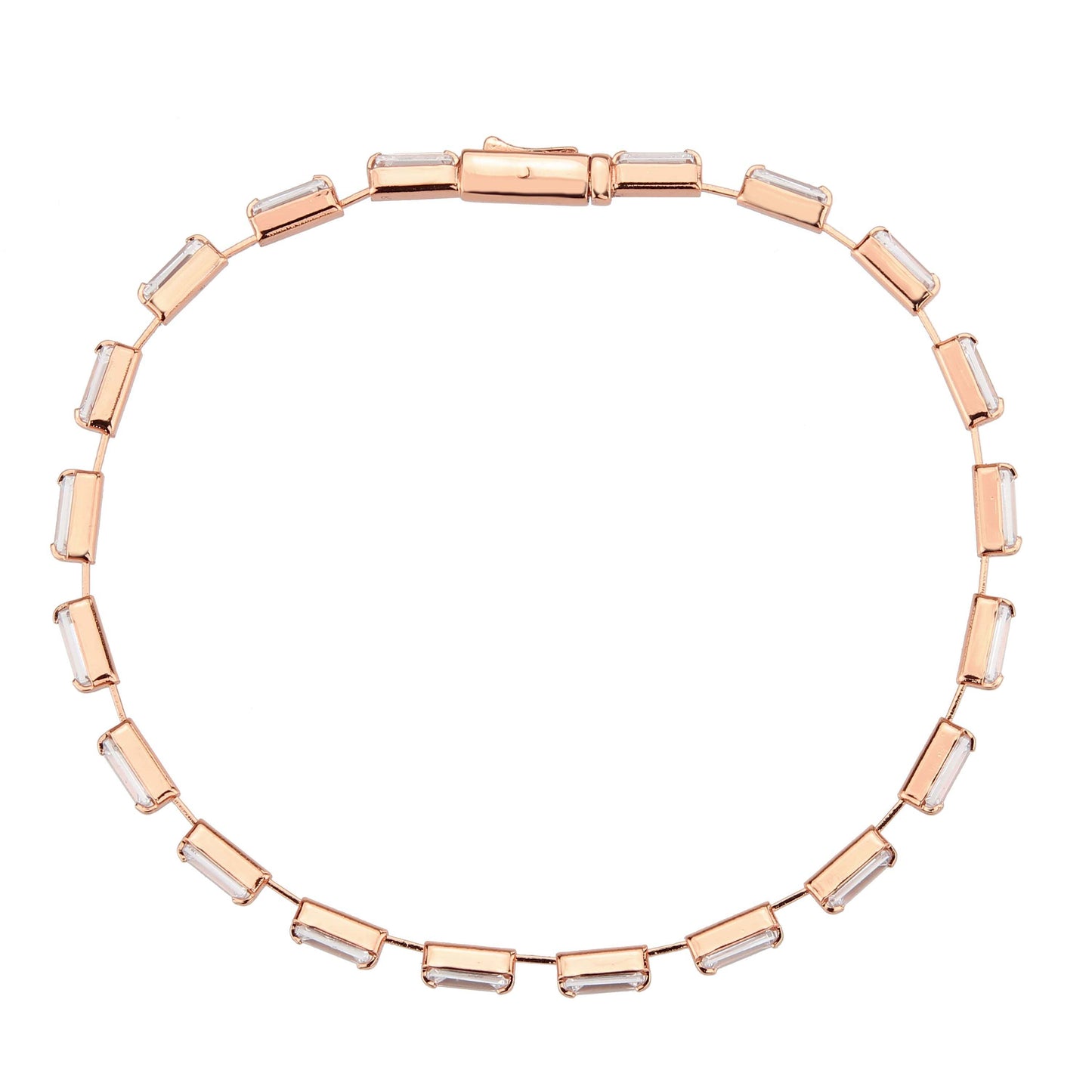 3W1711 - Rose Gold Brass Bracelet with AAA Grade CZ in Clear - newlyTrend Premium Jewelry Store
