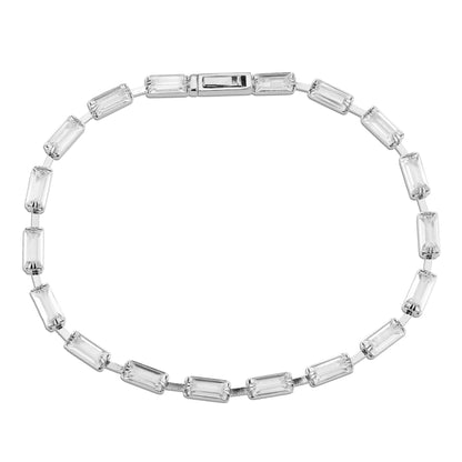 3W1712 - Rhodium Brass Bracelet with AAA Grade CZ in Clear - newlyTrend Premium Jewelry Store