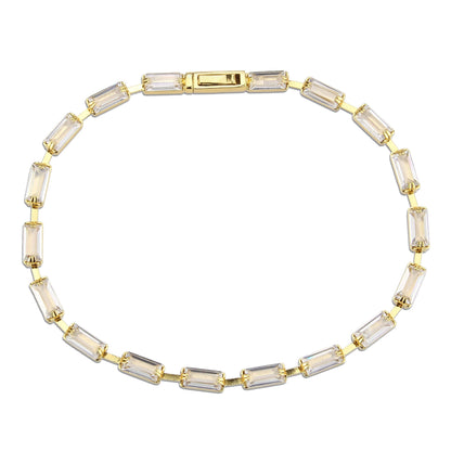3W1713 - Gold Brass Bracelet with AAA Grade CZ in Clear - newlyTrend Premium Jewelry Store