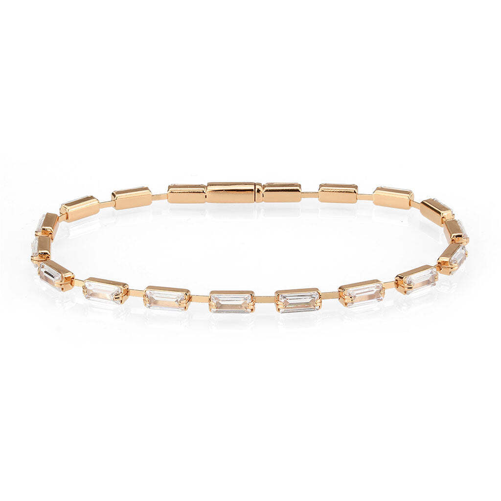3W1714 - Rose Gold Brass Bracelet with AAA Grade CZ in Clear - newlyTrend Premium Jewelry Store
