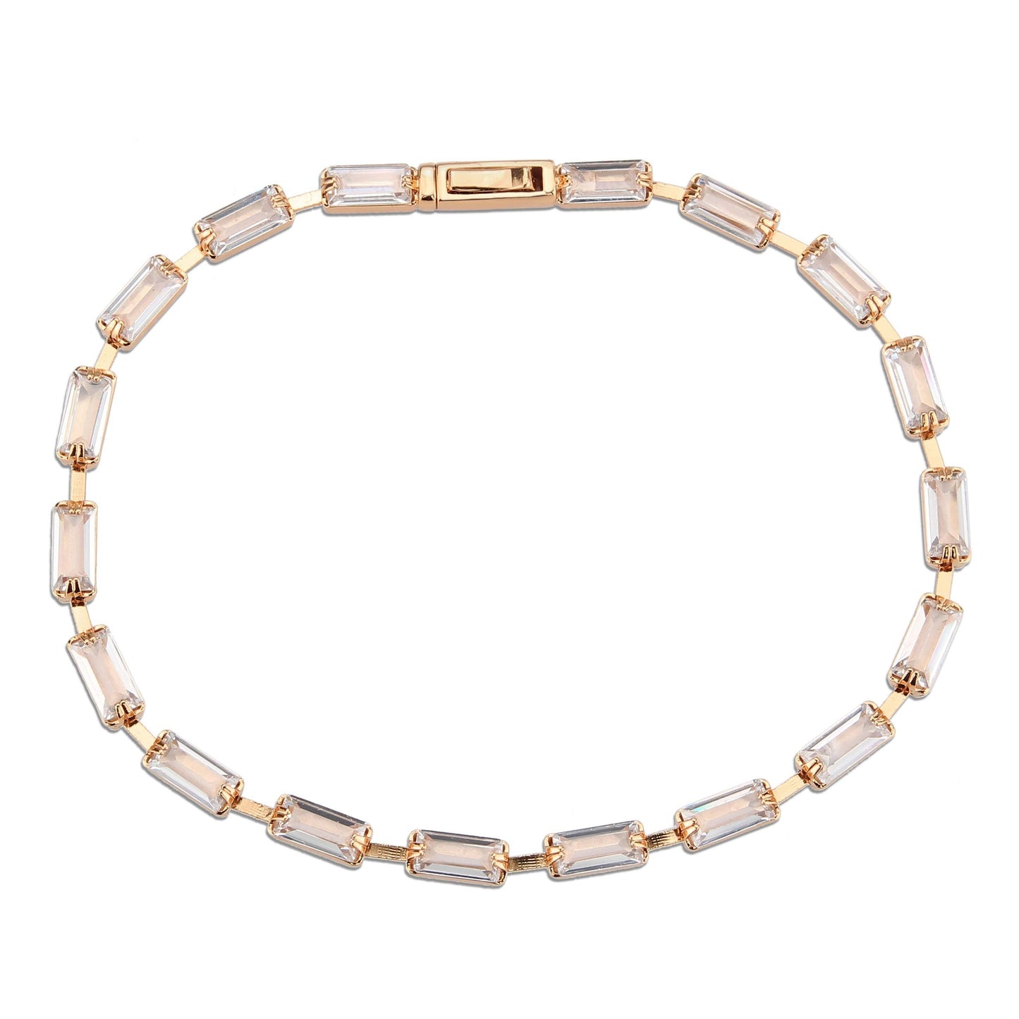 3W1714 - Rose Gold Brass Bracelet with AAA Grade CZ in Clear - newlyTrend Premium Jewelry Store