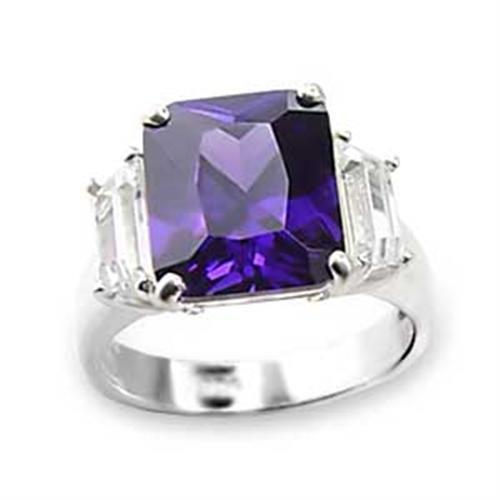 6X057 - High-Polished 925 Sterling Silver Ring with AAA Grade CZ  in Amethyst - newlyTrend Premium Jewelry Store