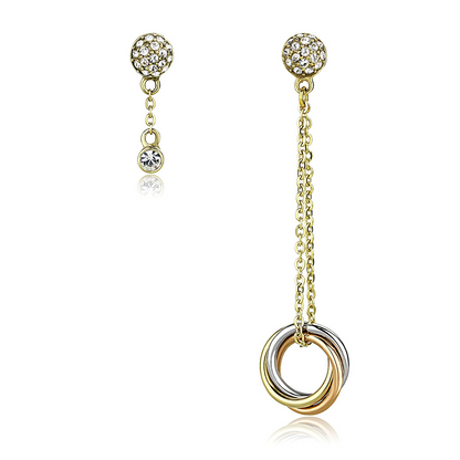 TK2579 - IP Gold & IP Rose Gold (Ion Plating) Stainless Steel Earrings with Top Grade Crystal  in Clear