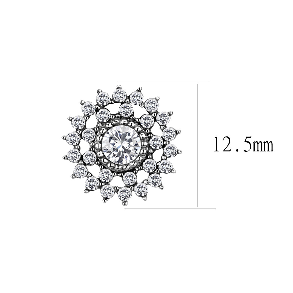 TK3685 - High polished (no plating) Stainless Steel Earrings with AAA Grade CZ  in Clear