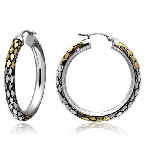 TK430 - Gold+Rhodium Stainless Steel Earrings with No Stone - newlyTrend Premium Jewelry Store