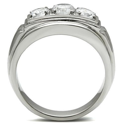 TK491 - Stainless Steel Ring High polished (no plating) Men AAA Grade CZ Clear