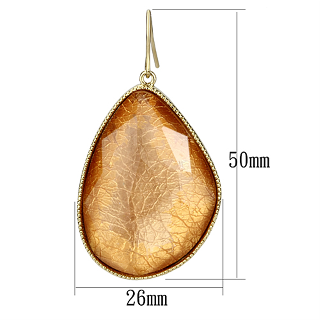 VL071 - IP Gold(Ion Plating) Brass Earrings with Synthetic Synthetic Stone in Orange