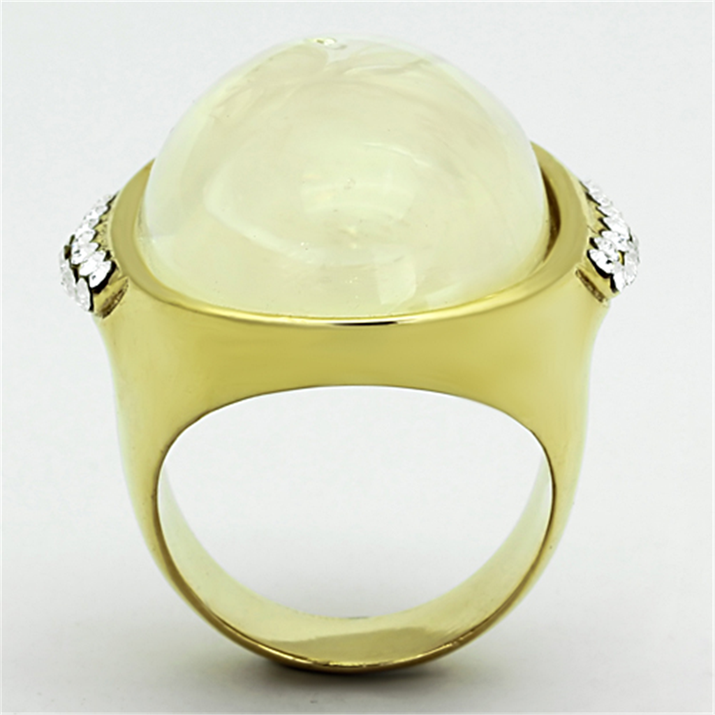 VL108 - IP Gold(Ion Plating) Stainless Steel Ring with Synthetic Synthetic Stone in Clear