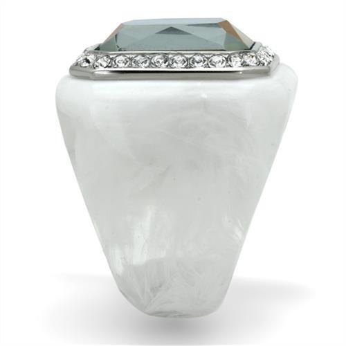VL111 - High polished (no plating) Stainless Steel Ring with Synthetic Synthetic Stone in Aquamarine AB
