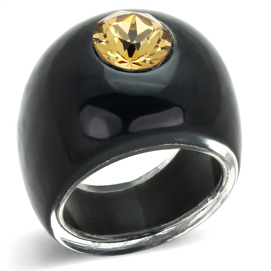 VL115 -  Resin Ring with Top Grade Crystal  in Light Smoked - newlyTrend Premium Jewelry Store